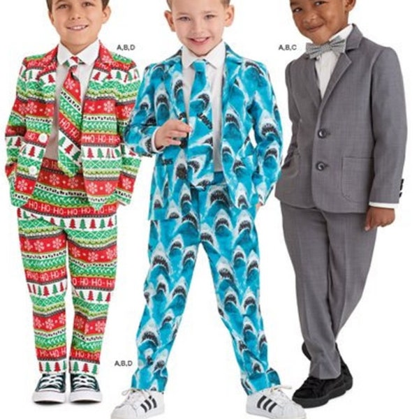 SUIT SEWING PATTERN | Make Boys Clothes | Kids Clothing Jacket Dress Pants Bow Tie Ring Bearer Church | Child Size 3 4 5 6 7 8 | Outfit 8764