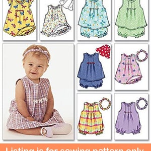 BABY SEWING PATTERN | Make Girls Clothes | Infant Dress Romper Bloomers Headband Hat | Size Newborn - xl | Summer Outfit For Babies | 3405