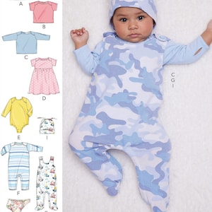 MODELLO DI CUCITO PER READETTE / Cucire vestiti per neonati, maschietti e femminucce / Tutina, maglietta, cappello, pannolino, pigiama, taglia prematuro 3 6 9 12 15 18 mesi 6970