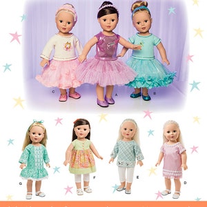 Sale!!! DOLL CLOTHES Sewing PATTERN | Sew Clothing for 18" Inch Doll | Fits American Girl Drop Waist Dress Tutu Skirt T-Shirt Headband 1485