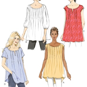 SHIRT SEWING PATTERN | Sew Women Clothes Clothing | Peasant Top Boho Long Short Sleeves | Size 4 6 8 10 12 14 16 18 20 21 22 24 26 Plus 6024