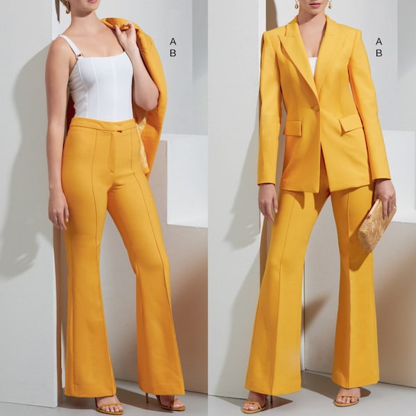 SUIT SEWING PATTERN | Sew Womens Clothes Clothing | Suit Jacket Blazer Flared Pants Formal  | Size 8 10 12 14 16 18 20 22 24 26 Plus | 1870