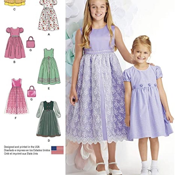 PATRON DE COUTURE DE ROBE | Faire des vêtements pour filles | Kids Party Church Flower Girl Easter | Taille enfant 3 4 5 6 7 8 10 12 14 | Pour les enfants | 1184