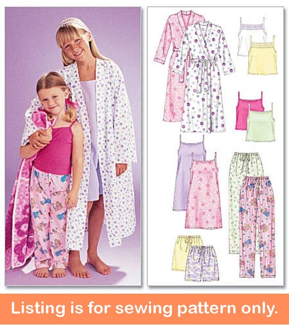 PAJAMAS SEWING PATTERN Make Girls Clothes Kids Long Short Pjs Robe Bathrobe Child Size 3 4 5 6 7 8 10 12 14 Sleepwear Children 6225 Etsy Canada