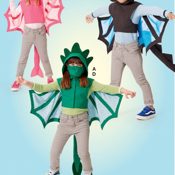 COSTUME SEWING PATTERN | Sew Girls Boys Halloween Carnival Outfit | Dragon Dinosaur Bat Cape | Child Size 3 4 5 6 7 8 Easy Simple Idea 8225