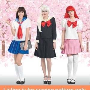 COSTUME SEWING PATTERN | Sew Womens Halloween Carnival Outfit Anima Manga Sailor Suit School Girl Uniform Size 6 8 10 12 14 16 18 20 22 8160