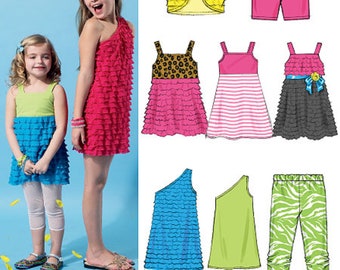 Sale!!! GIRLS SEWING PATTERN | Sew Summer Clothes | Ruffle Ruffled Dress Jacket Shorts Leggings Outfit | Size 3 4 5 6 7 8 10 12 14 | 6547
