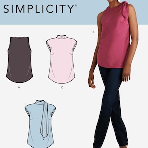 TANK TOP Sewing PATTERN | Sew Women Clothes Clothing | Sleeveless Cap Short Sleeve Shirt | Size 6 8 10 12 14 16 18 20 22 Plus | Formal 10429