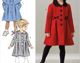 MODELLO DI CUCITO PER CAPPOTTO / Cucire vestiti per ragazze / Cappotto lungo formale per feste / Taglie per bambini 2 3 4 5 6 7 8 Natale Pasqua Bambini Stile vittoriano 6921