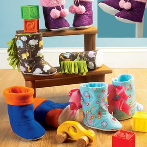 SLIPPERS SEWING PATTERN | Make Toddler Boys Girls Clothes Clothing | Boots Booties Cowboy | Size Extra Small-L | Sleepwear Nightwear | 4079