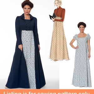 REGENCY SEWING PATTERN | Sew Womens Halloween Outfit | Dress Jacket Coat Bridgerton Jane Austen | Size 6 8 10 12 14 16 18 20 22 Plus | 7493
