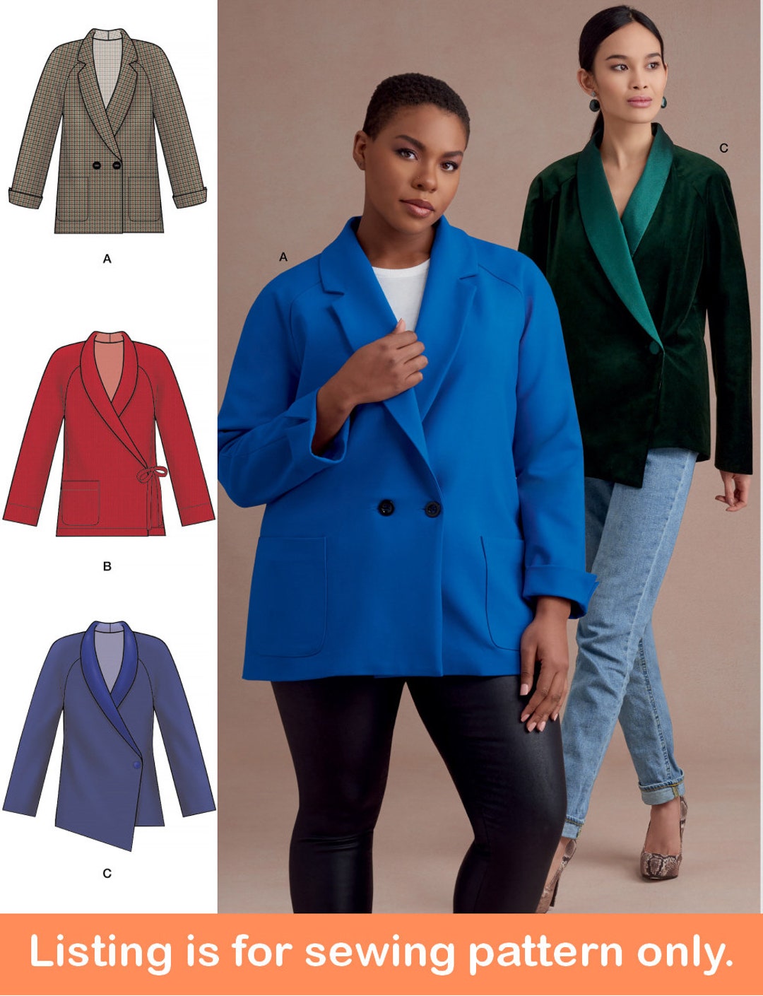 COAT SEWING PATTERN | Sew Womens Clothes Clothing | Suit Jacket Formal ...