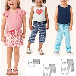 PANTS SHORTS Sewing PATTERN | Make Boys Girls Clothes Clothing | Midi Drawstring Cargo Pants | Child Size 2 3 4 5 6 7 | Spring Fall | 9388