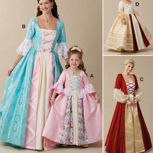 COSTUME SEWING PATTERN | Sew Girl Women Halloween Outfit | Princess Dress Queen Colonial Renaissance Medieval | Kids Size 3 4 5 6 7 8 | 8549