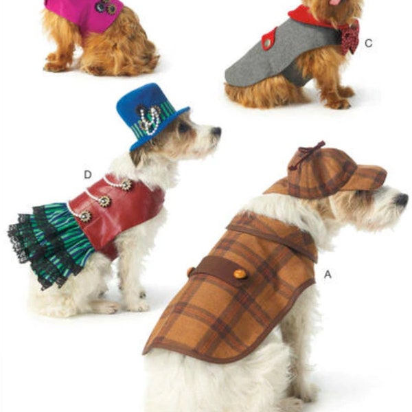 PET SEWING PATTERN | Make Dog Clothes | Puppy Clothing l Steampunk Sherlock Holmes Detective Coat Hat | Costume Small Medium Large Dogs 7004