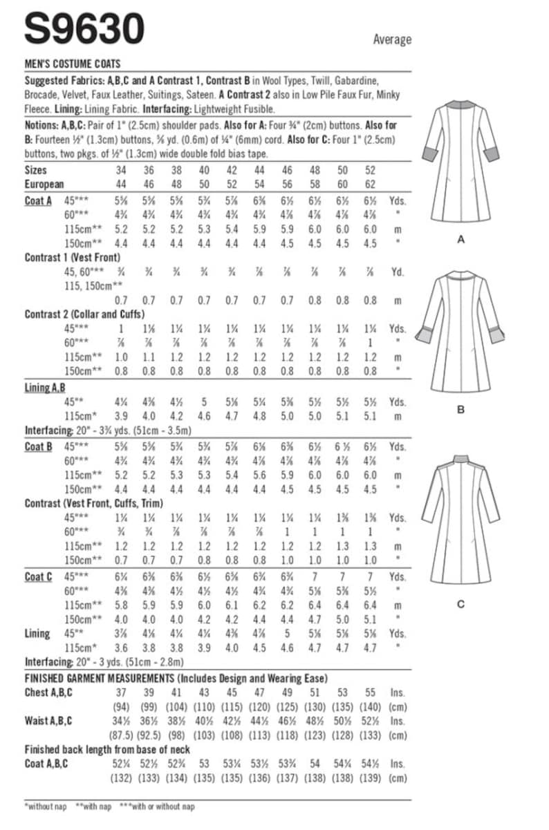 COSTUME SEWING PATTERN Sew Mens Halloween Long Trench Coat Etsy