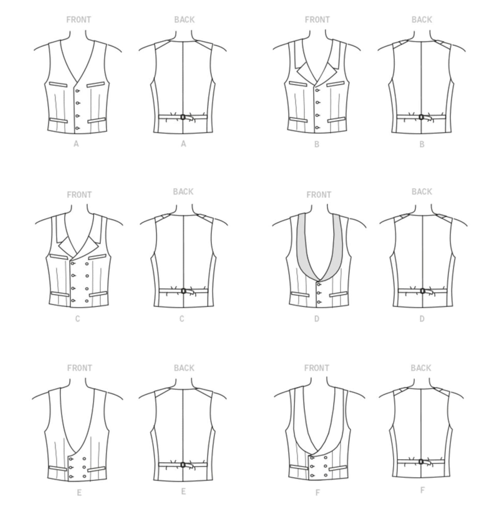 VEST SEWING PATTERN Sew Mens Clothes Clothing Costume - Etsy