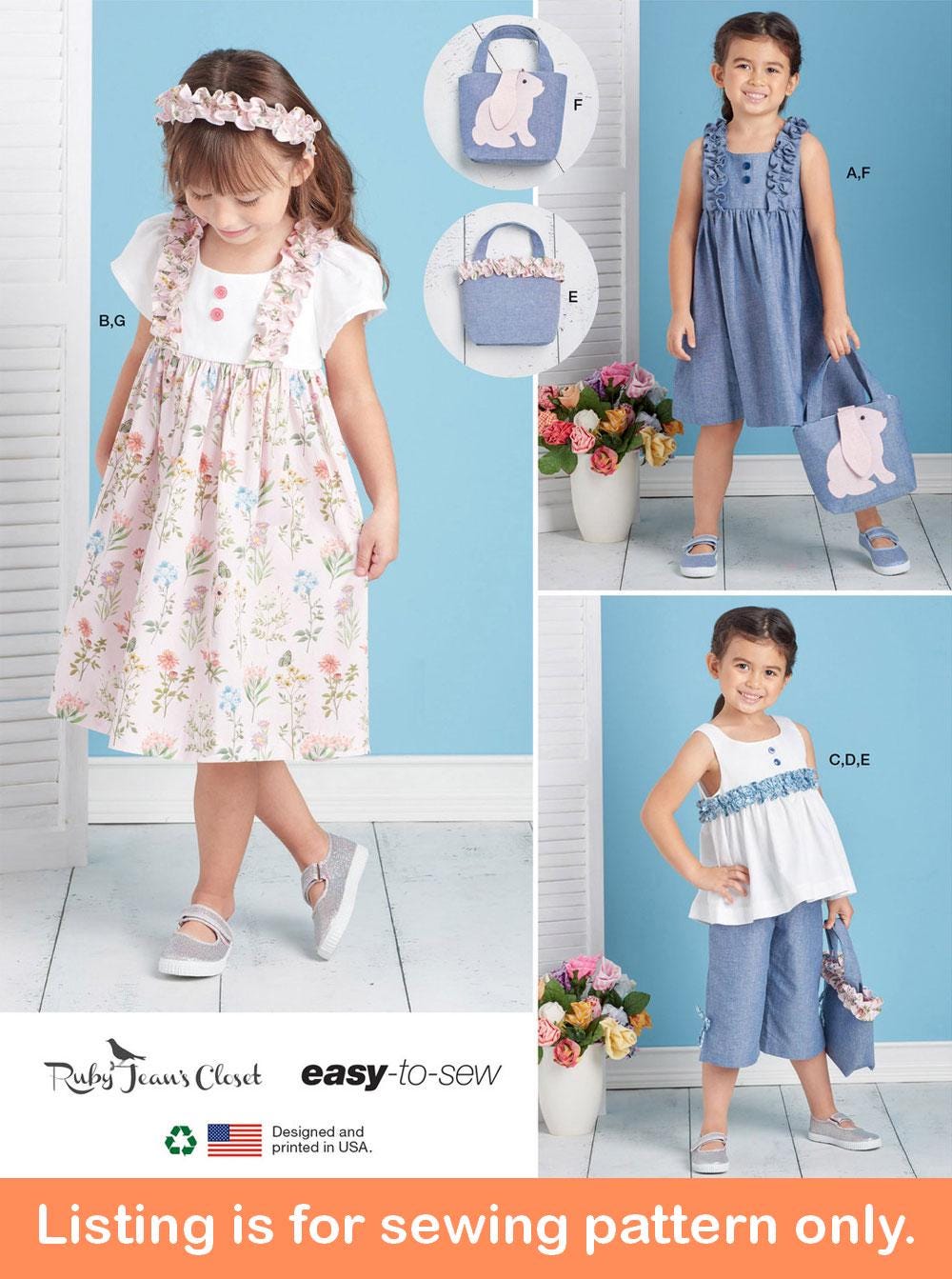 GIRLS SEWING PATTERN | Sew Spring Clothes Clothing | Ruffle Dress ...