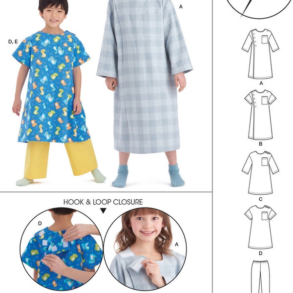 HOSPITAL GOWN Sewing PATTERN | Sew Kids Boys Girls Clothes Clothing | Recovery Pajamas Outfit | Size 3 4 5 6 7 8 10 12 14 Teen | Easy 9578