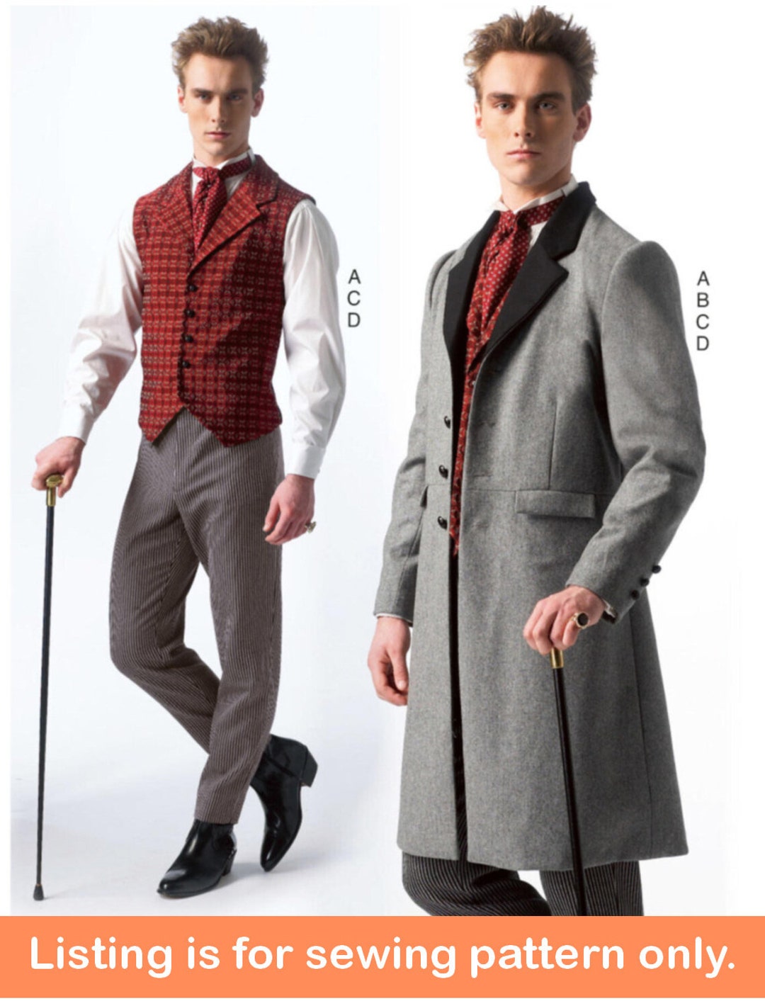 COSTUME SEWING PATTERN Sew Mens Clothes Suit Jacket Vest Pants