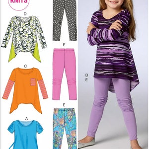GIRLS SEWING PATTERN Make Fall Clothes Kids Clothing Tunic Top Shirt Leggings  Child Size 3 4 5 6 7 8 10 12 14 Outfit Children 8105 