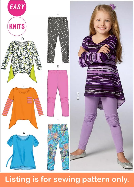 Sale GIRLS SEWING PATTERN Sew Girls Clothes Kids Clothing Tunic Top Shirt  Leggings Child Size 6 7 8 School Outfit Children 6827 