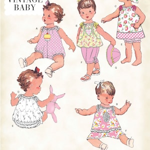 BABY SEWING PATTERN | Sew Girl Clothes Infant Clothing | Jumper Dress Shirt Hat Pants | Size Preemie Newborn 3 6 9 12 18 Months Vintage 1813
