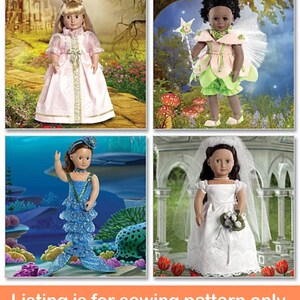 DOLL CLOTHES Sewing PATTERN | Make Clothing for 18&quot; Inch Doll | Fits American Girl | Princess Fairy Mermaid Bride Halloween Costume | 6452