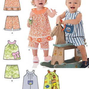 MODELLO DI CUCITO PER BAMBINI / Cuci ragazze Vestiti per ragazzi Abbigliamento per neonati / Giraffa Canottiera Pantaloncini Romper Playuit / Taglia Neonato - Grande / Estate 6198