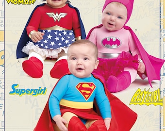COSTUME MODELLO DI CUCITO / Cucire Baby Girl Halloween Outfit / Wonder Woman  Batgirl Supergirl Superhero Size Preemie Newborn 3 6 9 12 Mesi 8193 -   Italia