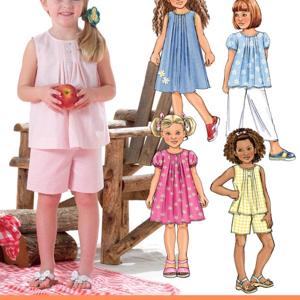 GIRLS SEWING PATTERN | Make Summer Clothes | Kids Toddler Clothing Shirt Dress Tank Top Pants Shorts | For Child Size 2 3 4 5 6 7 8 | 4176