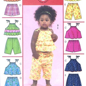 GIRLS SEWING PATTERN | Sew Baby Clothes Infant Clothing | Ruffle Tank Top Shorts Capri Pants | Size s-xl | Vintage Summer Spring Outfit 5028