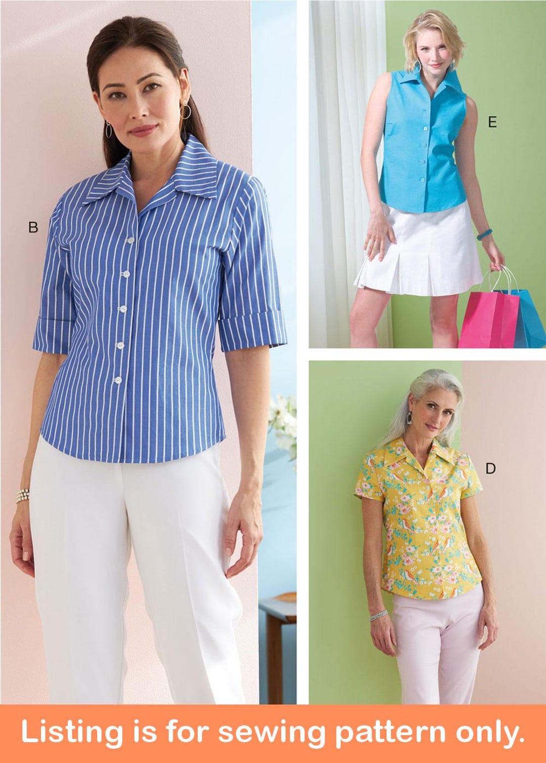 TOP SEWING PATTERN | Sew Women Clothes Clothing | Button-down Shirt ...