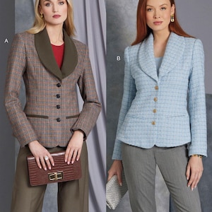 VESTE DE COSTUME PATRON | Coudre des vêtements pour femmes | Manteau court Boutons Poches Formel | Taille 6 8 10 12 14 16 18 20 22 24 Plus | 1972