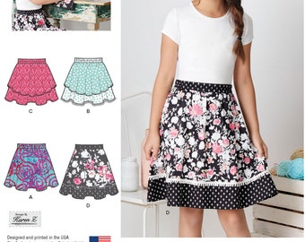 Easy SKIRTS SEWING PATTERN | Make Tween Teen Girls Clothes | Simple Kids Teenager Clothing | Learn to Sew | Size 8 10 12 14 16 Plus | 8106