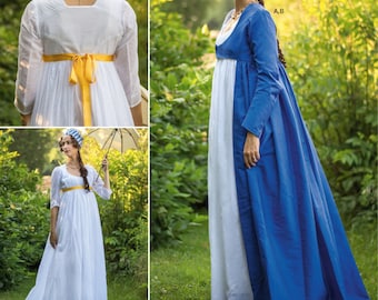 REGENCY-NAAIPATROON | Naai kostuum Halloween-outfit voor dames | Kamerjas Robe Jane Austen jaren 1800 | Maat 6 8 10 12 14 16 18 20 22 Plus | 8941