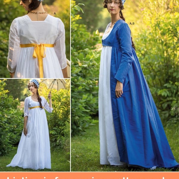 REGENCY SCHNITTMUSTER | Sew Womens Misses Halloween Outfit | Kleid Kleid Robe Bridgerton Jane Austen Größe 6 8 10 12 14 16 18 20 22 Plus 8941