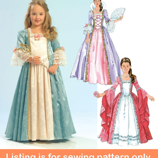 COSTUME SEWING PATTERN | Make Halloween Carnival Outfit | Girls Princess Dress | Child Size 3 4 5 6 7 8 | Medieval Renaissance Queen | 5731
