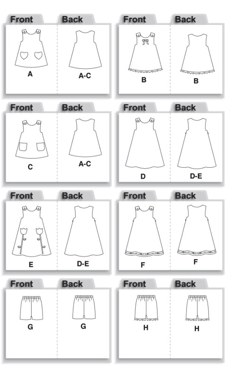 GIRLS SEWING PATTERN Sew Summer Clothes Clothing Jumper Dress Shorts Tank Top Sundress Child Size 1 2 3 4 Toddler Easy Outfit 5416 image 2