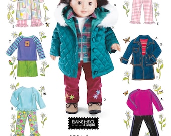 DOLL CLOTHES Sewing PATTERN | Make Clothing for 18" Inch Doll | Fits American Girl | Winter Coat Jean Jacket Pajamas Robe Bathrobe | 5733