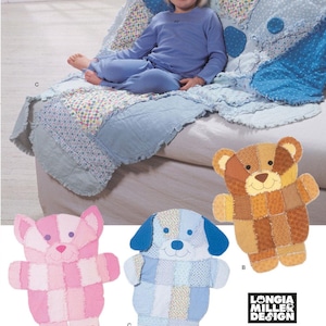 RAG QUILT Sewing PATTERN | Make Kids Boy Girl Blanket | Animal Puppy Dog Kitty Cat Teddy Bear | Easy Simple Handmade Gift Project Idea 9674