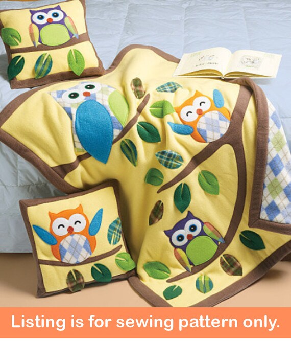 BLANKET Pillow SEWING PATTERN Sew Fleece Owl Quilt Kids Etsy UK