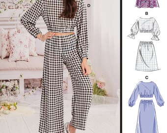 GIRLS SEWING PATTERN | Sew Summer Clothes Clothing | Crop Cropped Top Long Skirt Shorts Pants | Size 7 8 10 12 14 Teen Boho Easy Simple 8295