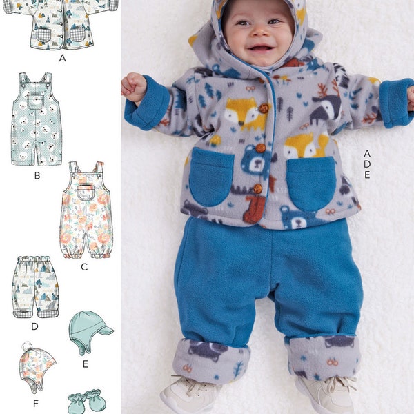 LAYETTE SEWING PATTERN | Sew  Baby Boy Girl Clothes Infant Clothing Winter Fall Jacket Hood Mittens Size Preemie 3 6 9 12 15 18 Months 6969