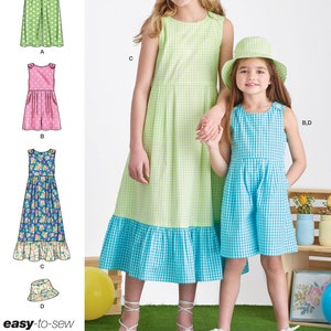 SUMMER SEWING PATTERN | Sew Girls Clothes Clothing | Jumpsuit Romper Dress Sundress Bucket Hat | Child Size 3 4 5 6 7 8 10 12 14 Teen 9617