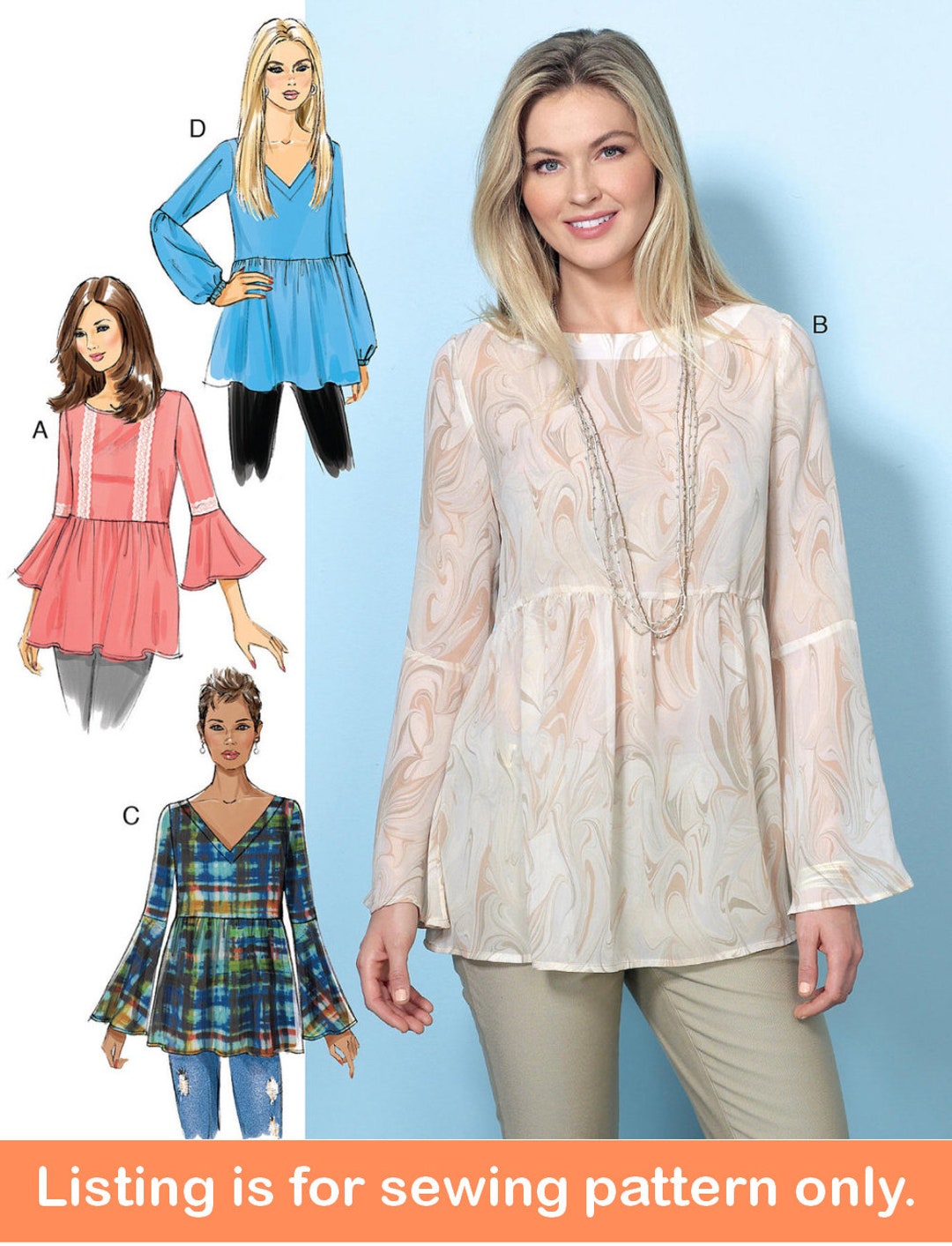 TOP SEWING PATTERN | Sew Womens Clothes Clothing | Shirt Boho Summer ...