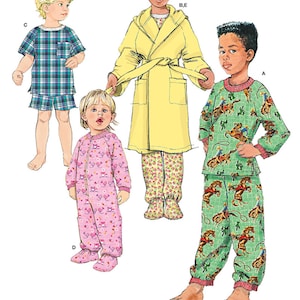 MODELLO DI CUCITO PER PIGIAMI / Realizza vestiti per bambini e bambine / Vestiti per bambini piccoli Pigiama lungo e corto Vestaglia Accappatoio / Taglie per bambini 1 2 3 4 5 6 /1572
