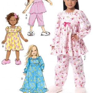 PAJAMAS SEWING PATTERN | Sew Girls Clothes | Kids Clothing Short Long Sleepwear Nightgown | Child Size 3 4 5 6 7 8 Children Easy PJs | 9204