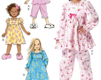 PAJAMAS SEWING PATTERN | Sew Girls Clothes | Kids Clothing Short Long Sleepwear Nightgown | Child Size 3 4 5 6 7 8 Children Easy PJs | 9204
