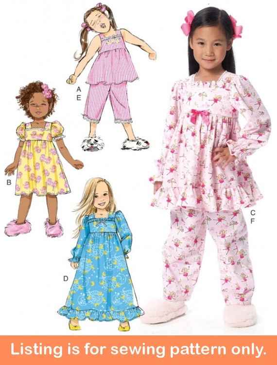 Sale PAJAMAS SEWING PATTERN Sew Girls Clothes Clothing Nightgown Bathrobe  Robe Sleepwear Nightwear Size 2 3 4 5 for Children 7679 -  Canada